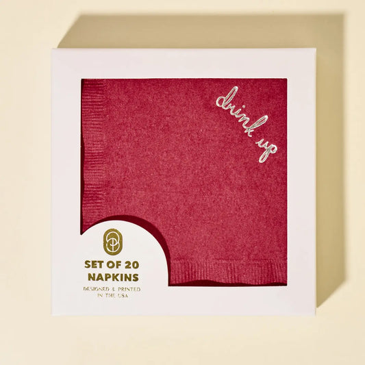 Cocktail Napkins - Burgundy Drink Up