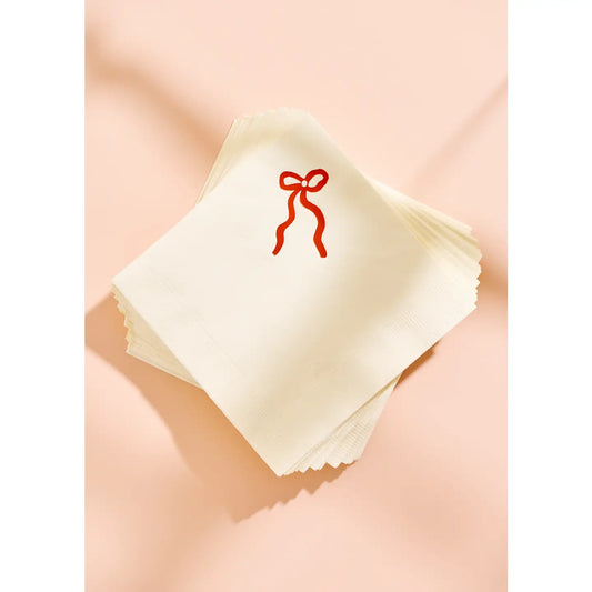 Cocktail Napkins - Red Bow