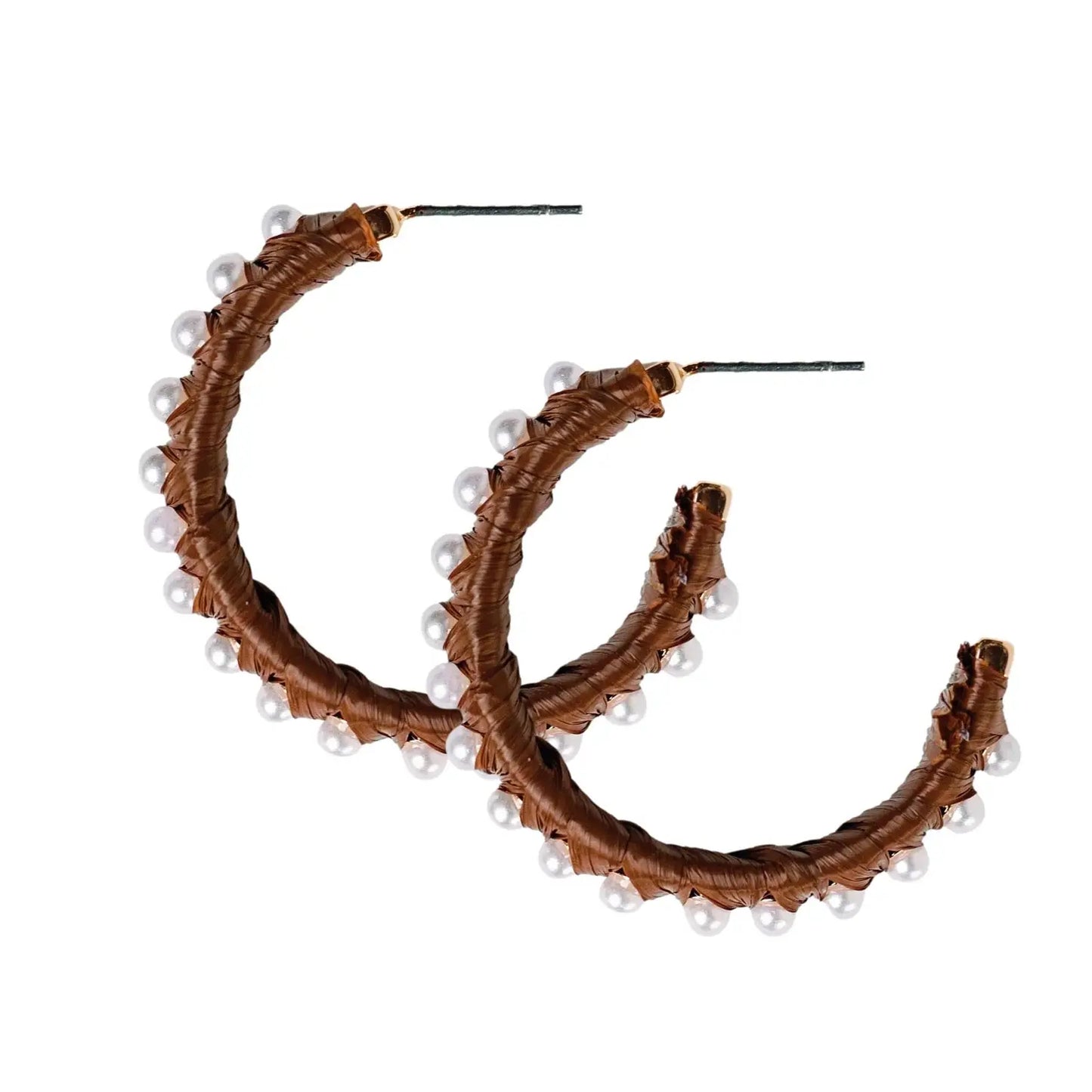 Brown Studded Pearl Hoop