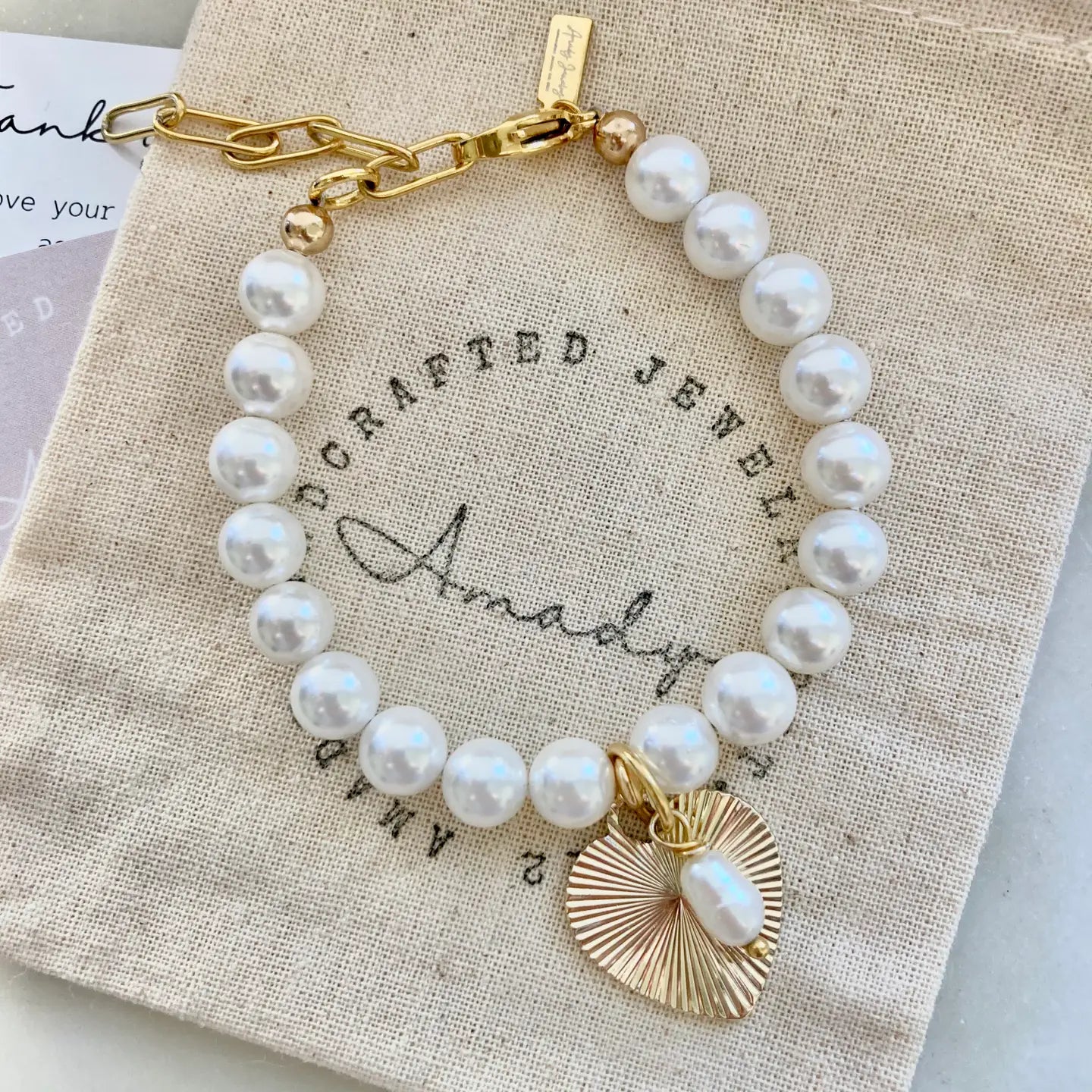 Bracelet - Pearl Heart Charm
