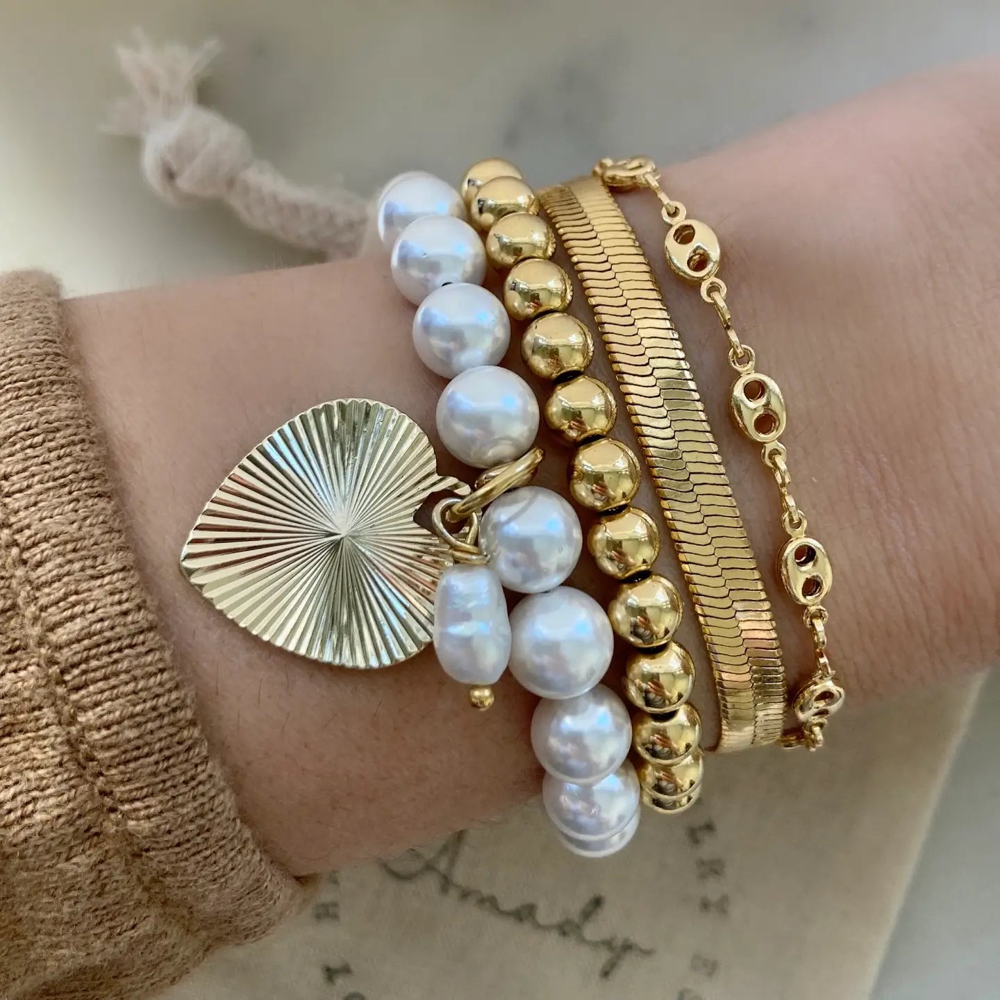 Bracelet - Pearl Heart Charm