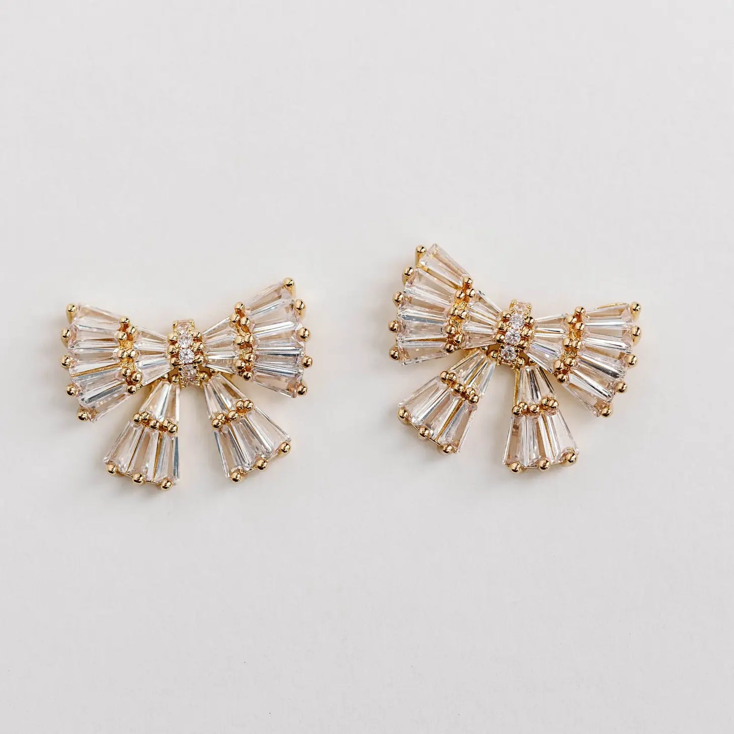 Gold Maxi Sparkler Stud Bow Earrings