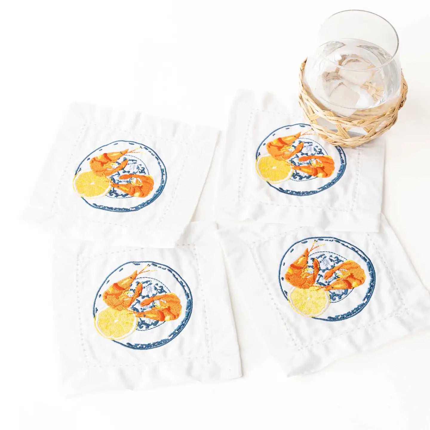 Embroidered Napkins - Lemon Prawns