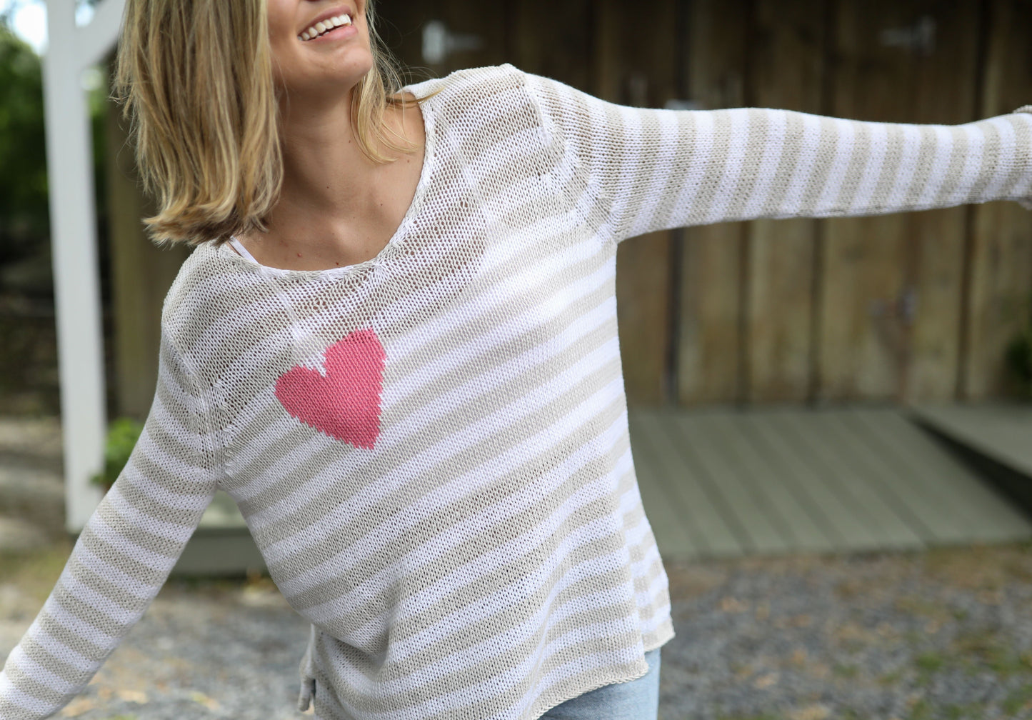 Eloise Heart V Cotton Sweater