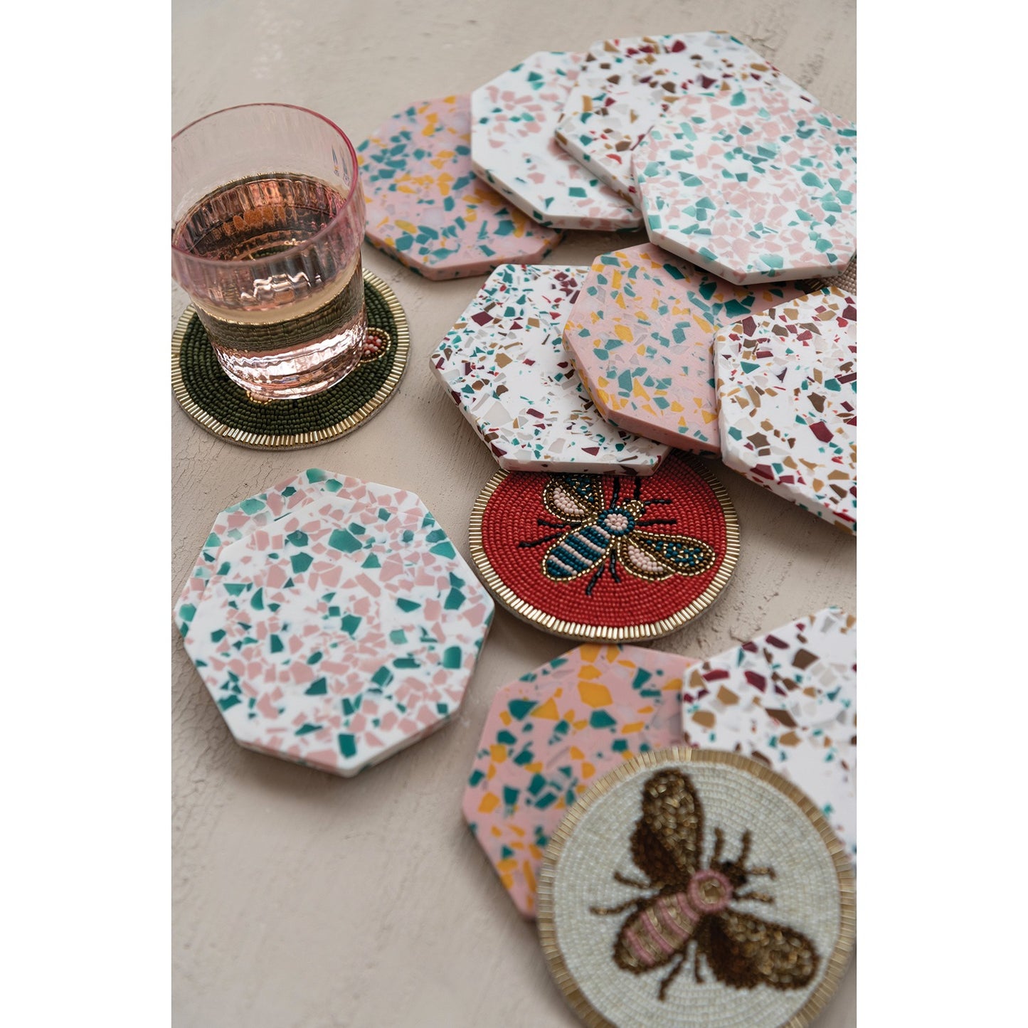 Beaded Glass Coasters Set/4