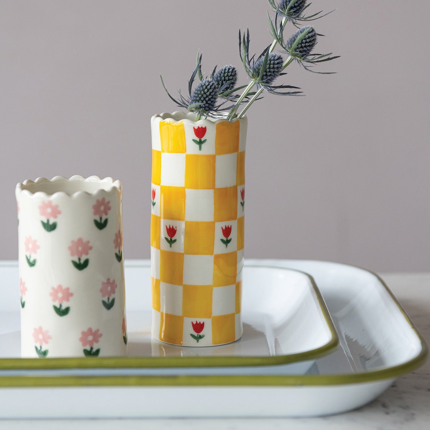 Yellow Check Vase