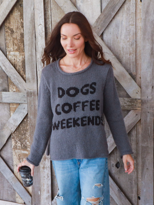 Dogs Coffee Weekend Crewneck Sweater