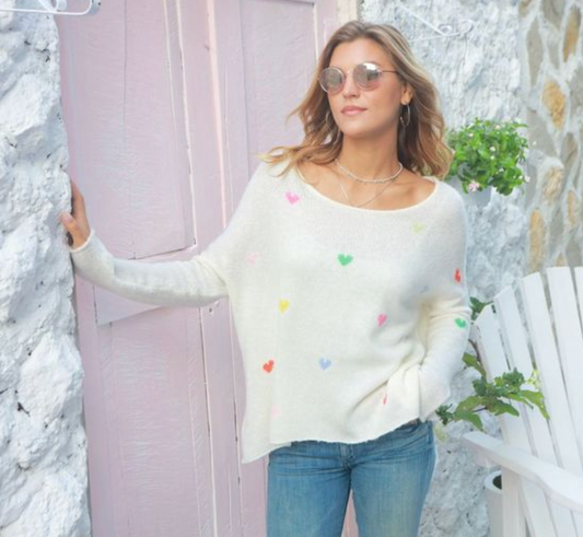 Rainbow Hearts Crewneck Sweater