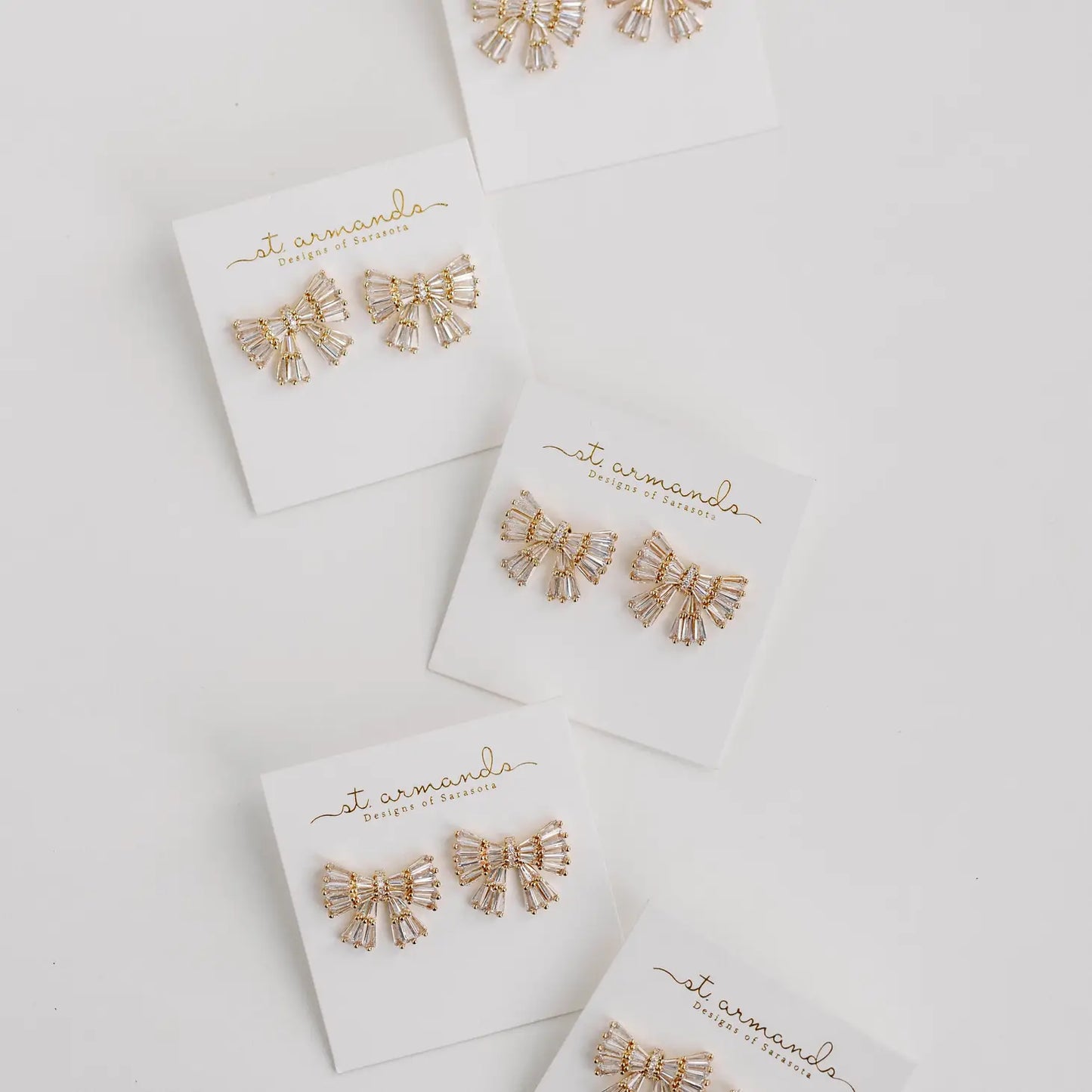 Gold Maxi Sparkler Stud Bow Earrings