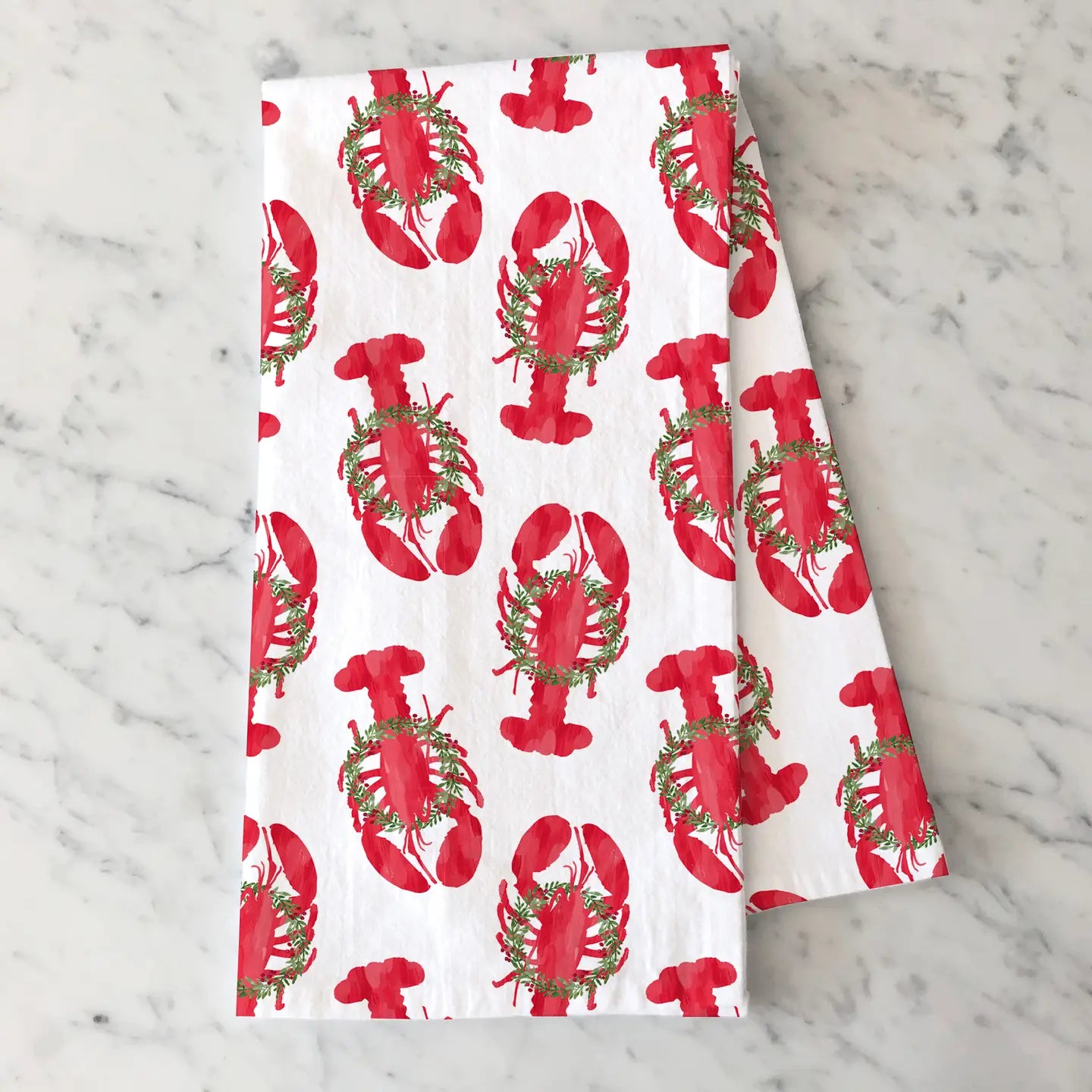 Dish Towel - Holiday Lobsters