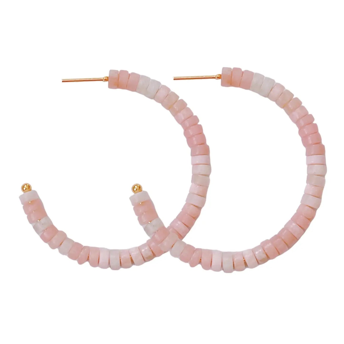 Pink Beaded Hoop Earrings