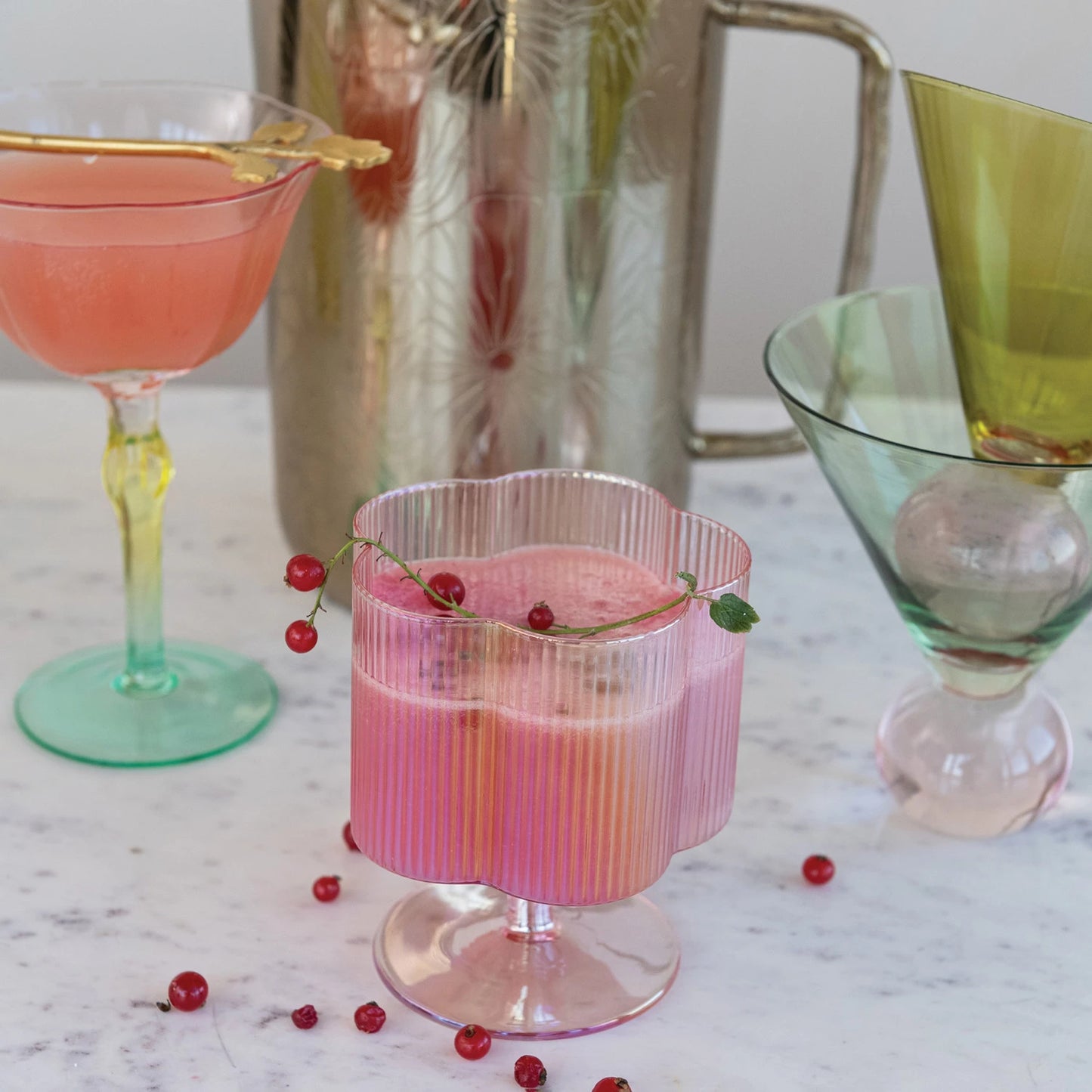 Pink Flower Shaped Wine Glass