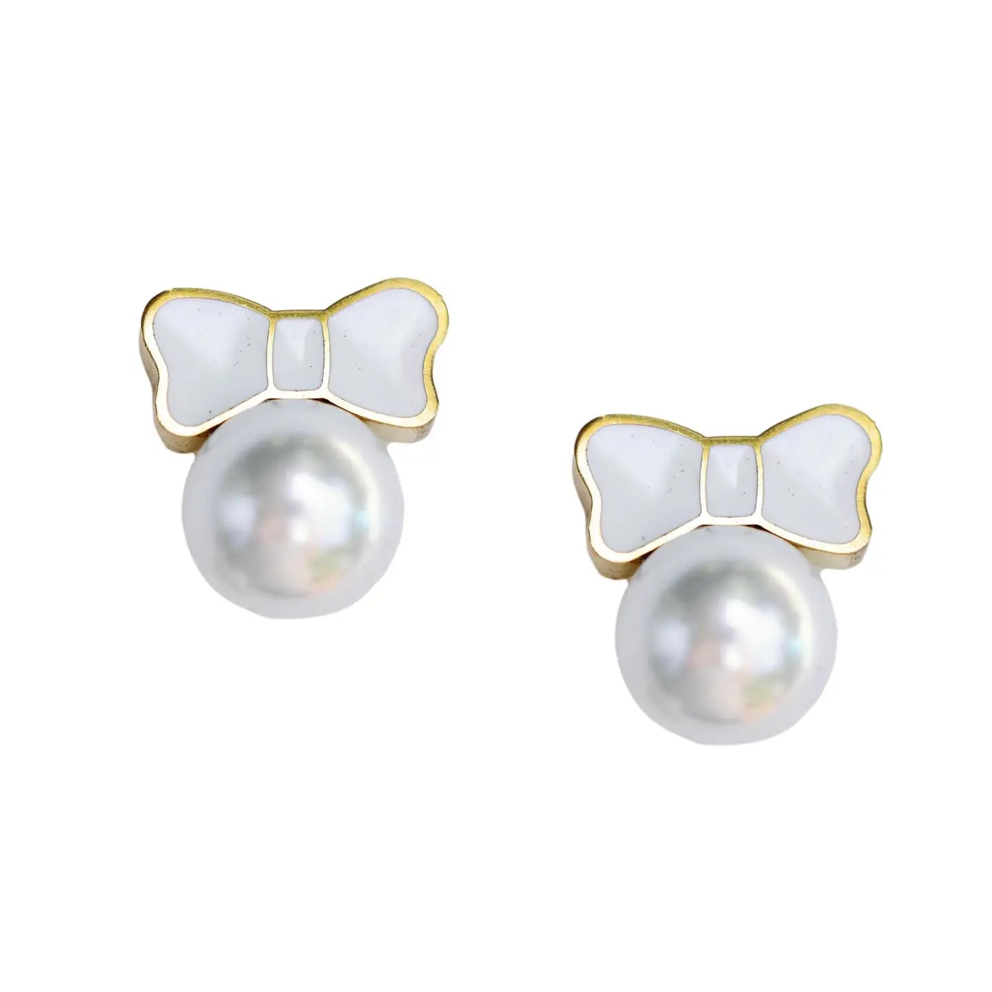 White Tuxedo Mini Pearl Stud