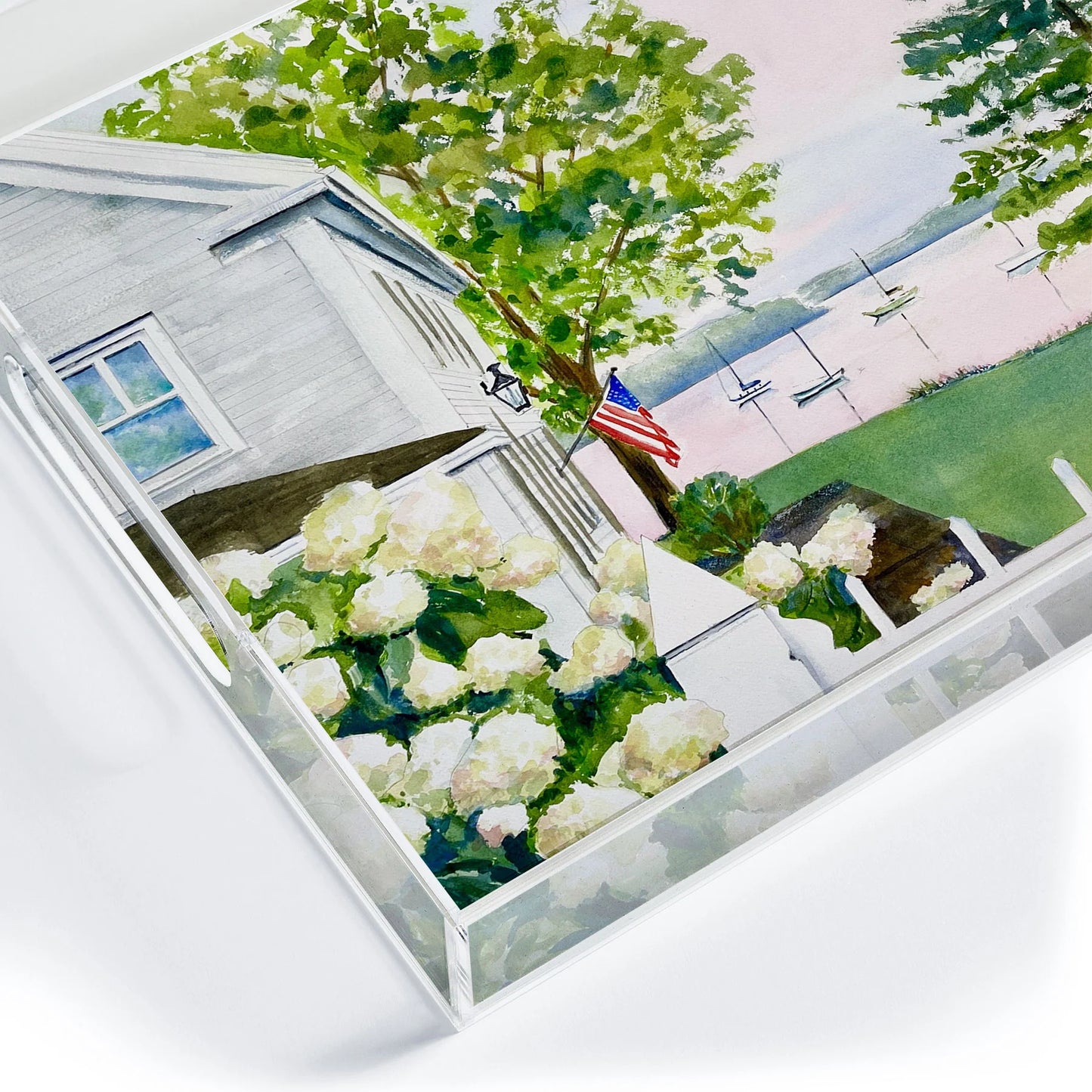 Large Acrylic Tray - New England Hydrangea