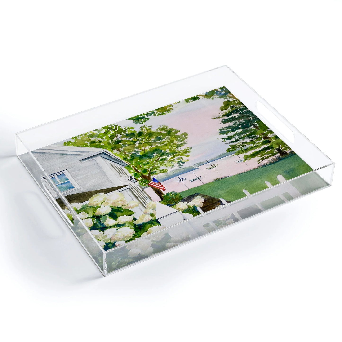 Large Acrylic Tray - New England Hydrangea