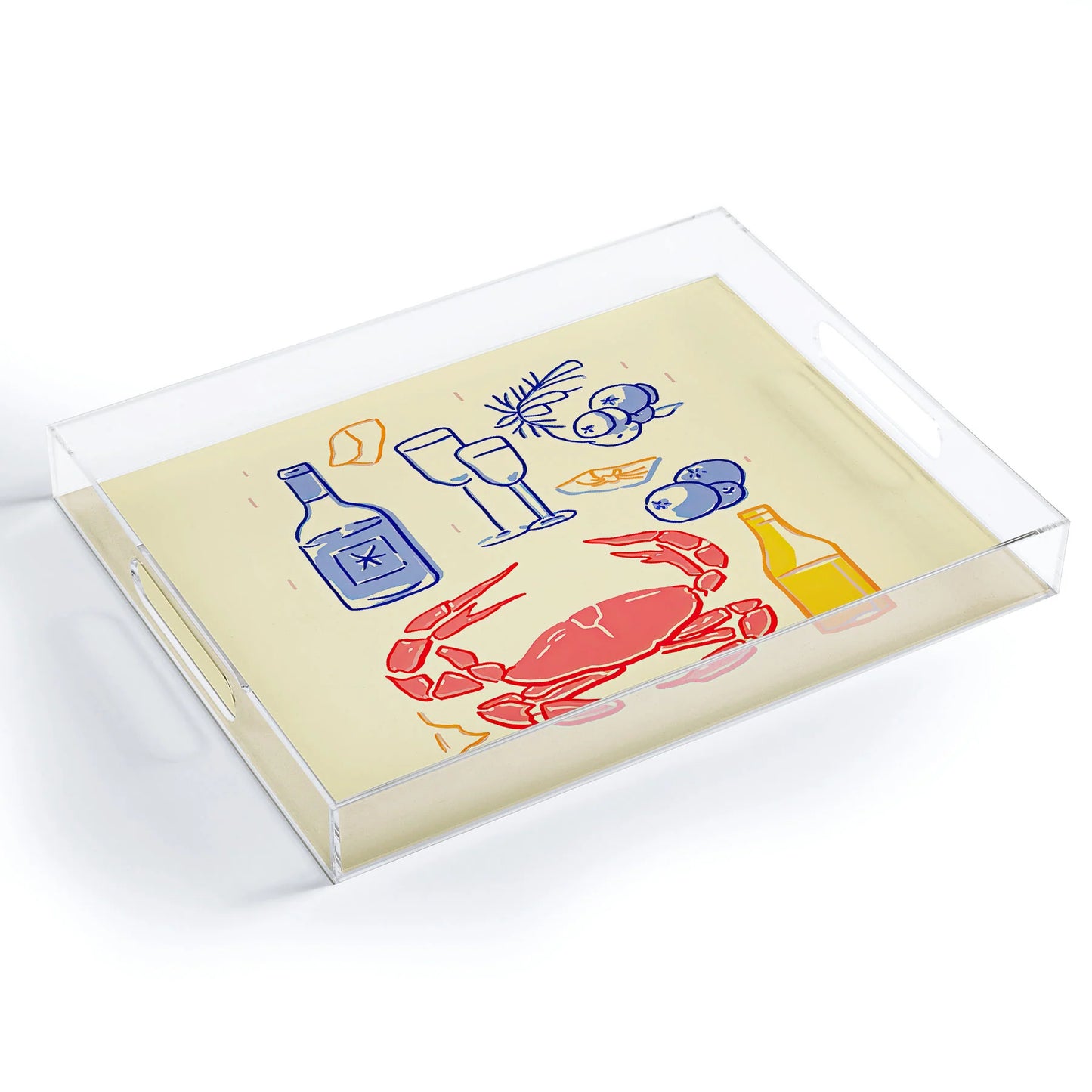 Lg Acrylic Tray - Crab & Wine