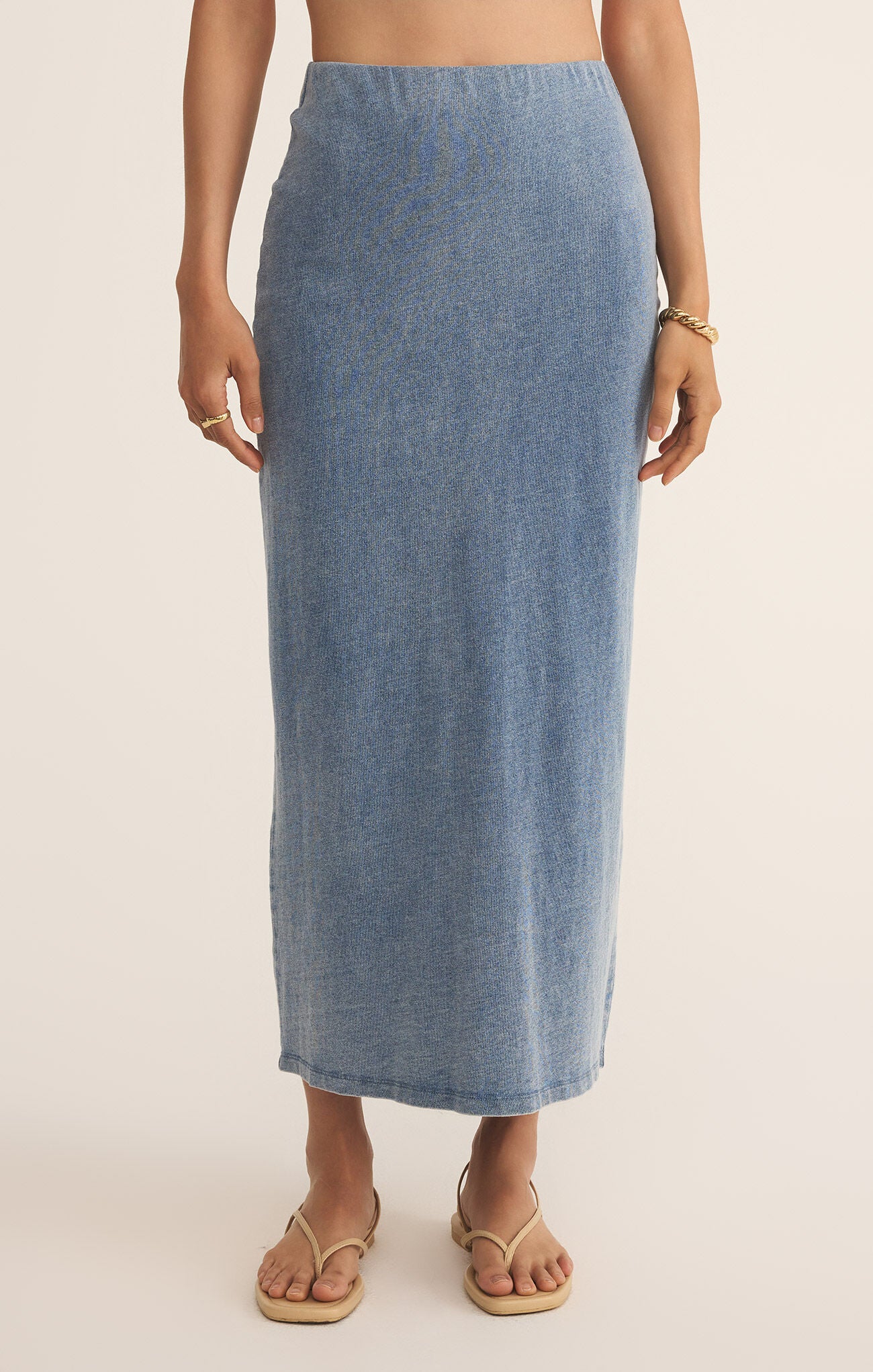 Gail Jersey Denim Midi Skirt