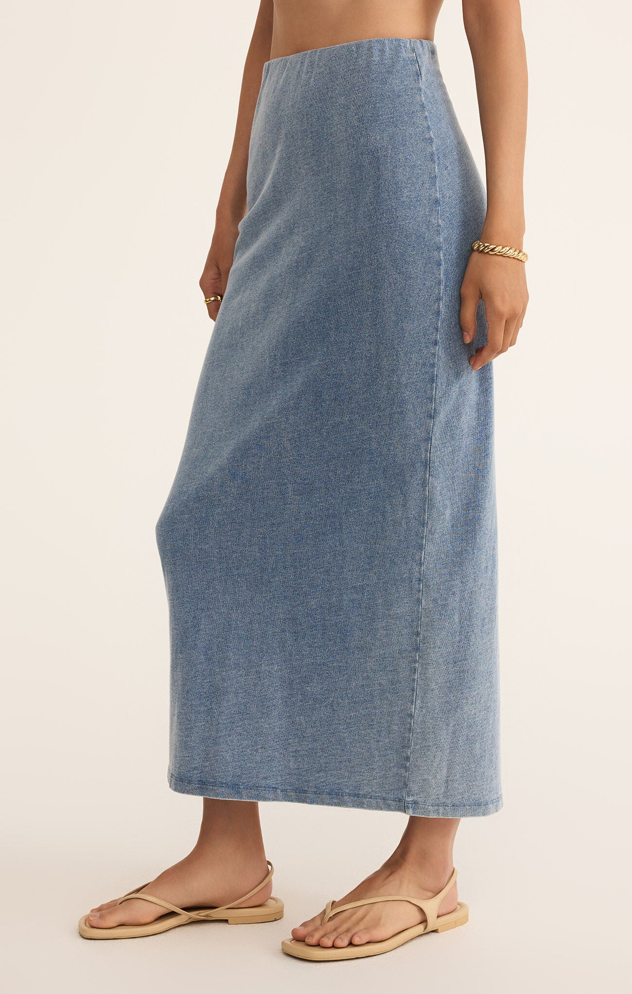 Gail Jersey Denim Midi Skirt