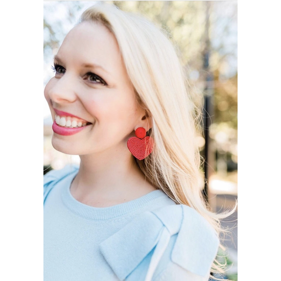 Valentine Heart Earrings - Red