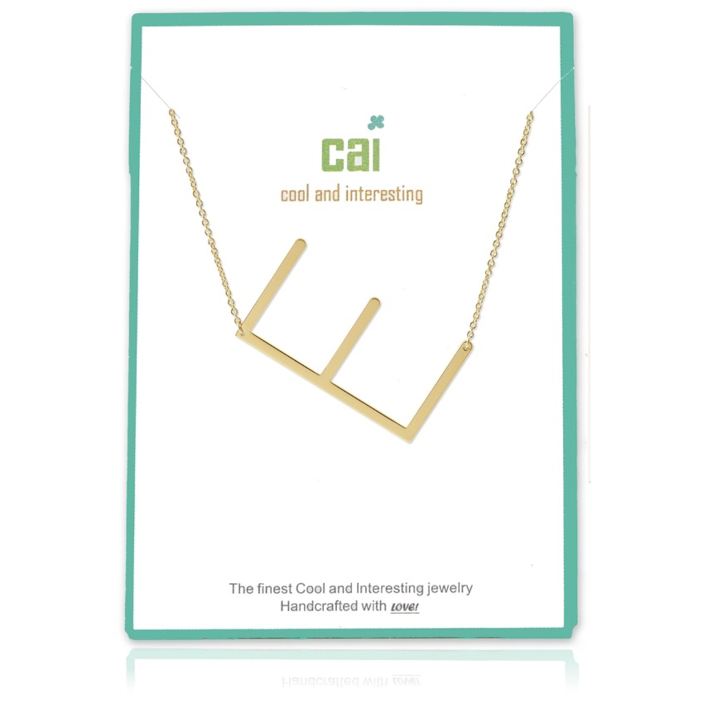 Gold Medium Sideways Initial Necklace