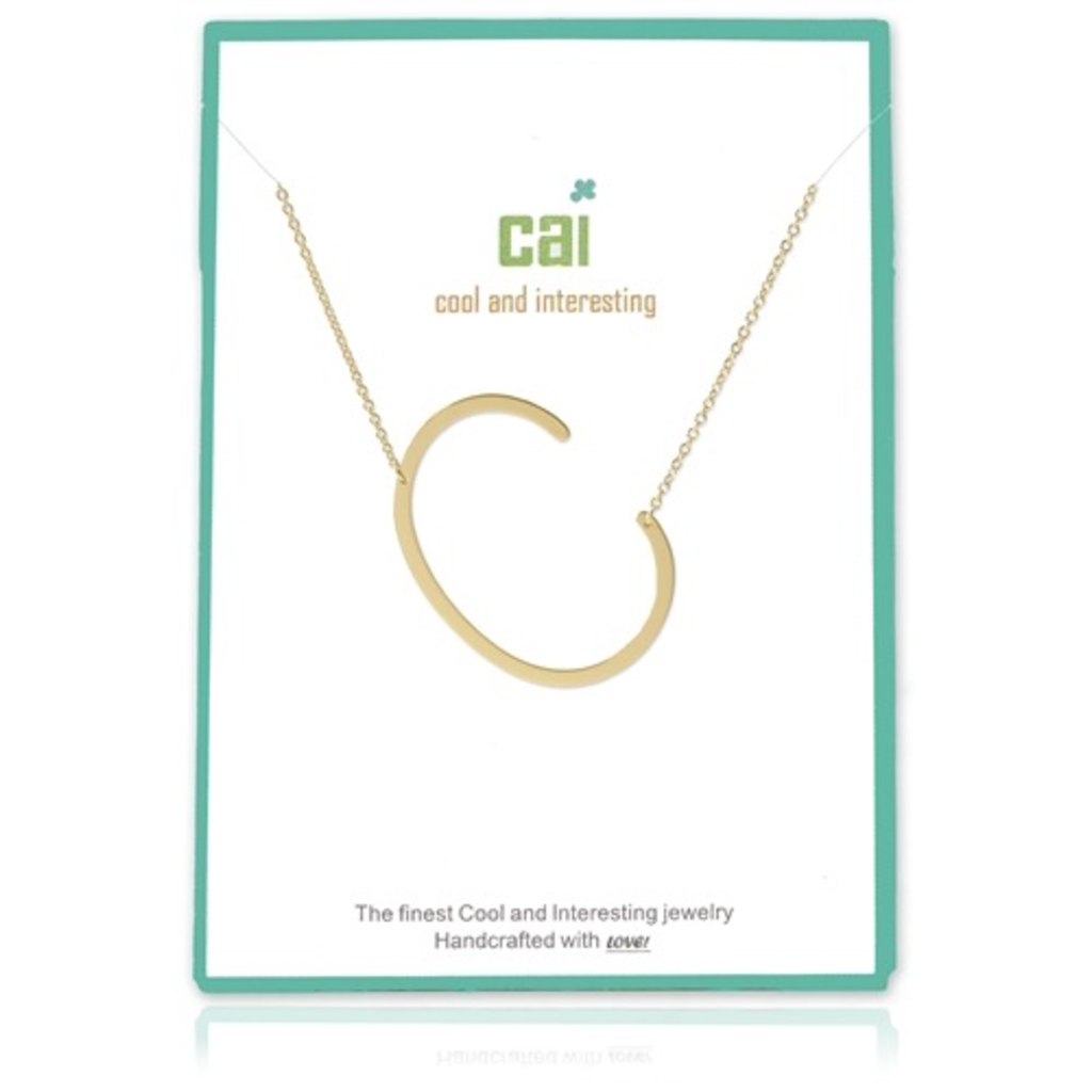 Gold Medium Sideways Initial Necklace