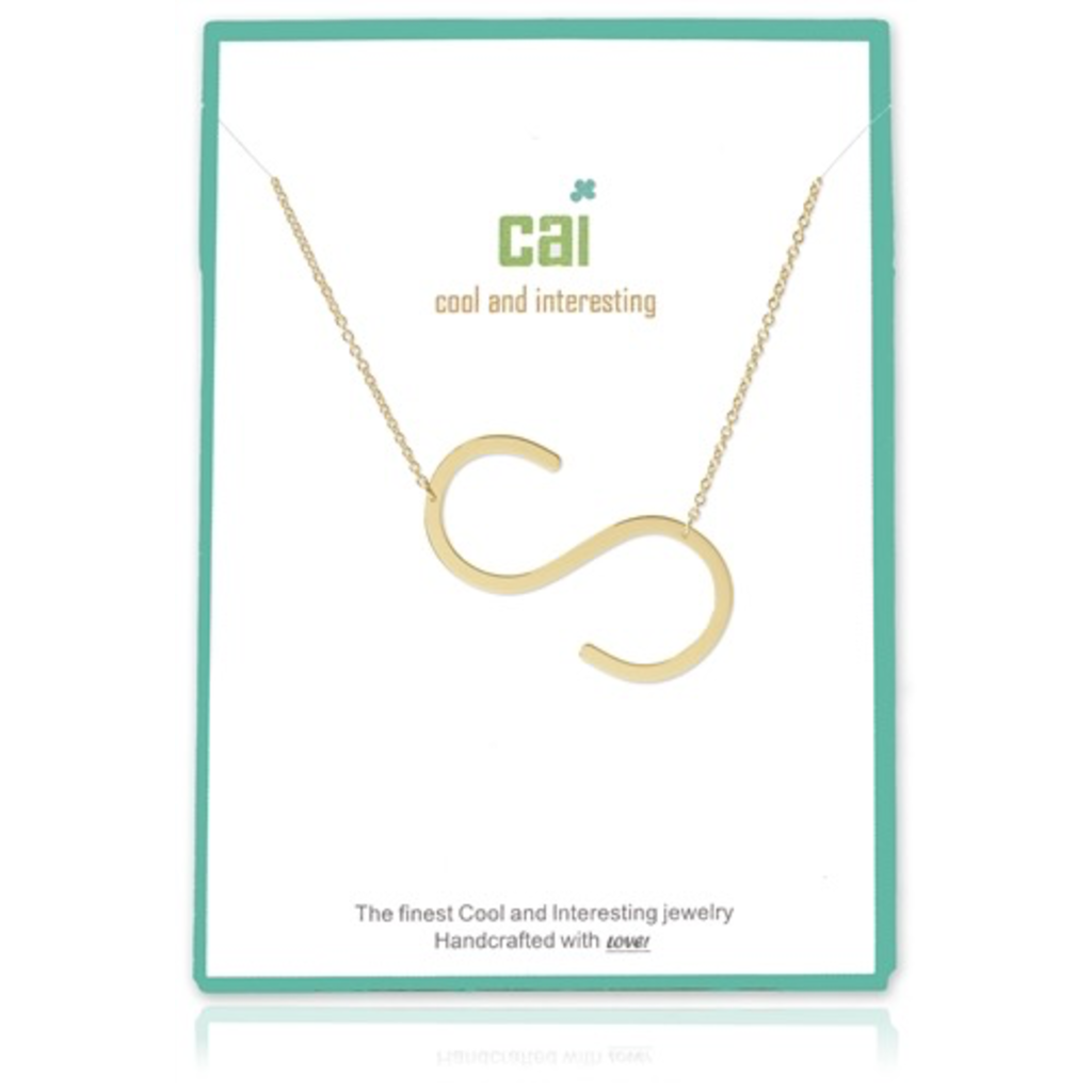 Gold Medium Sideways Initial Necklace