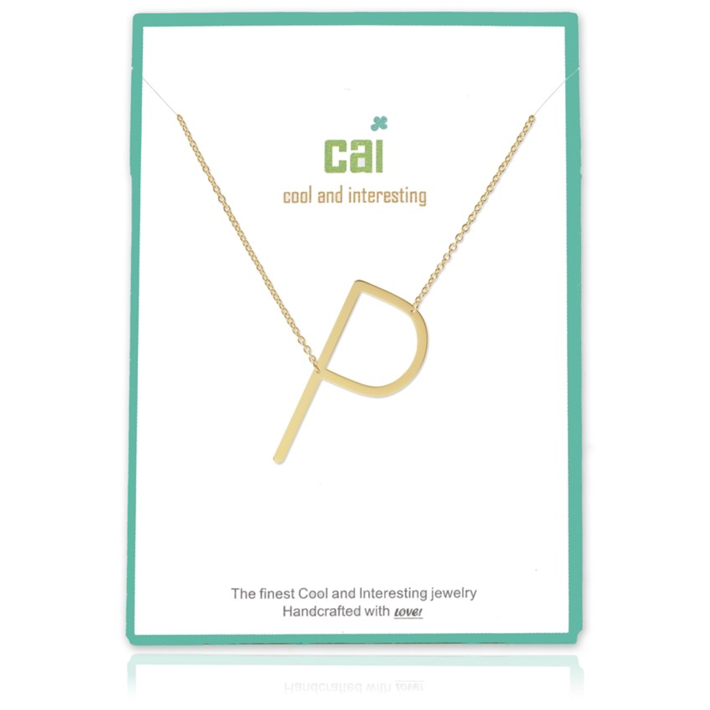 Gold Medium Sideways Initial Necklace