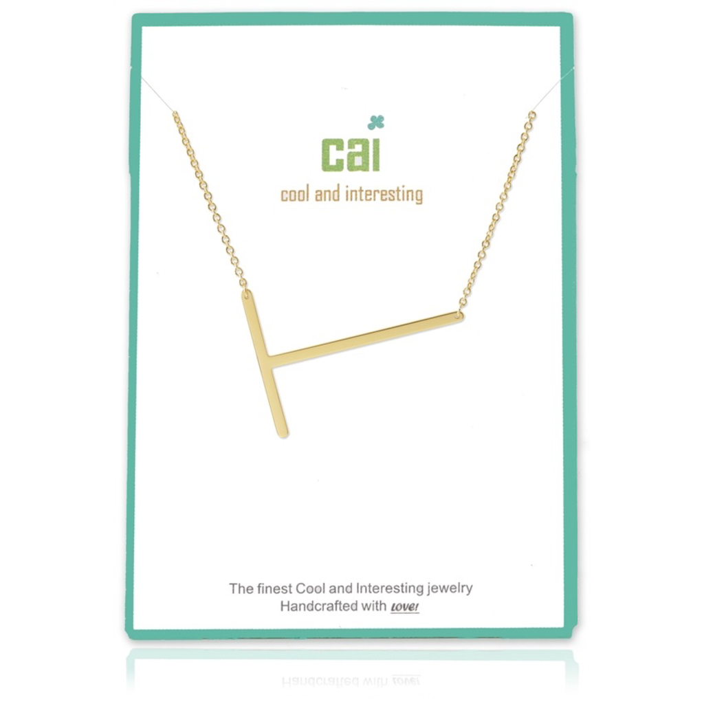 Gold Medium Sideways Initial Necklace