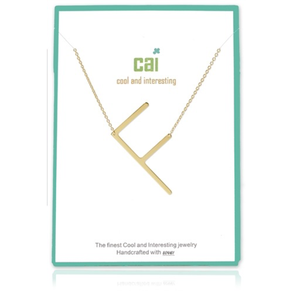 Gold Medium Sideways Initial Necklace
