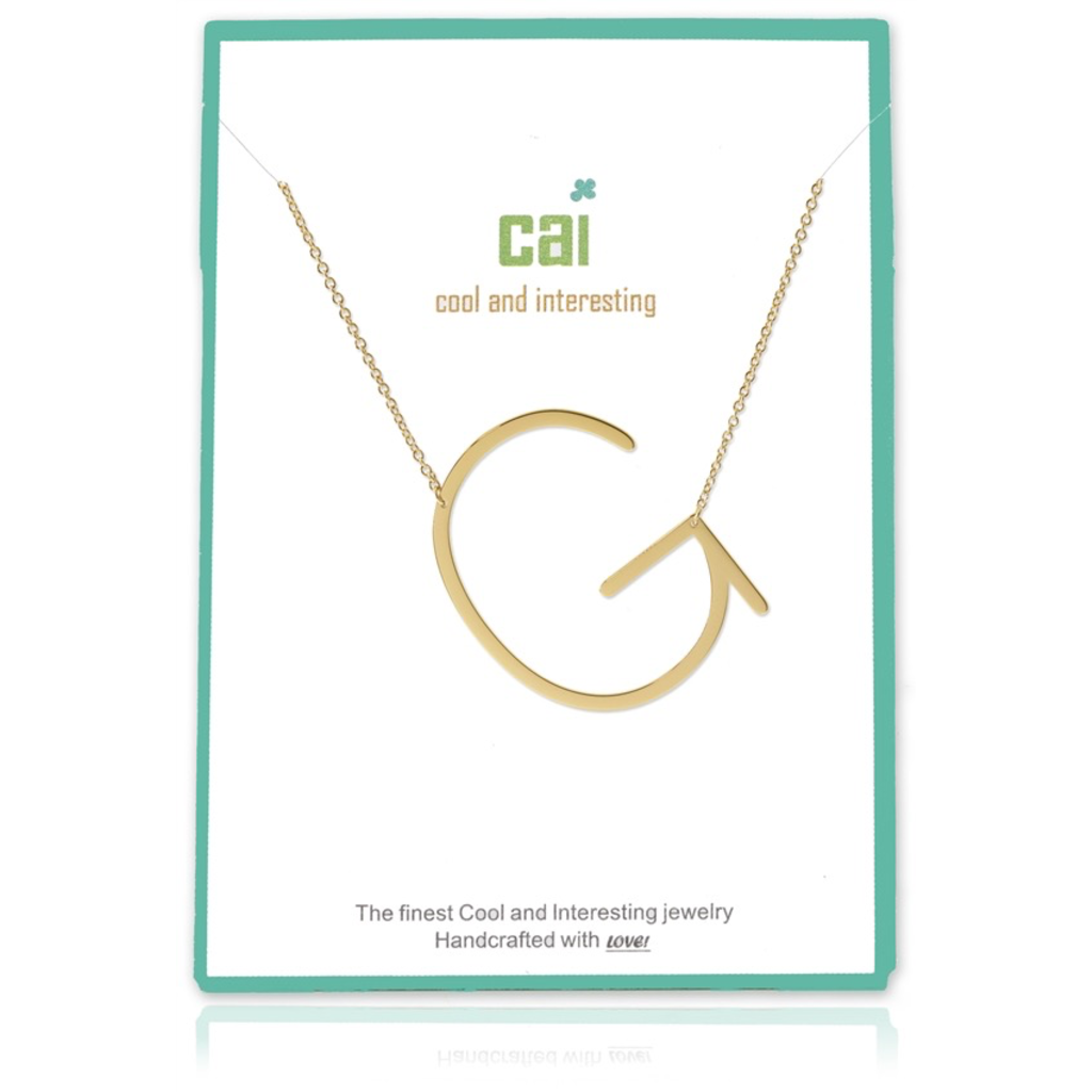 Gold Medium Sideways Initial Necklace