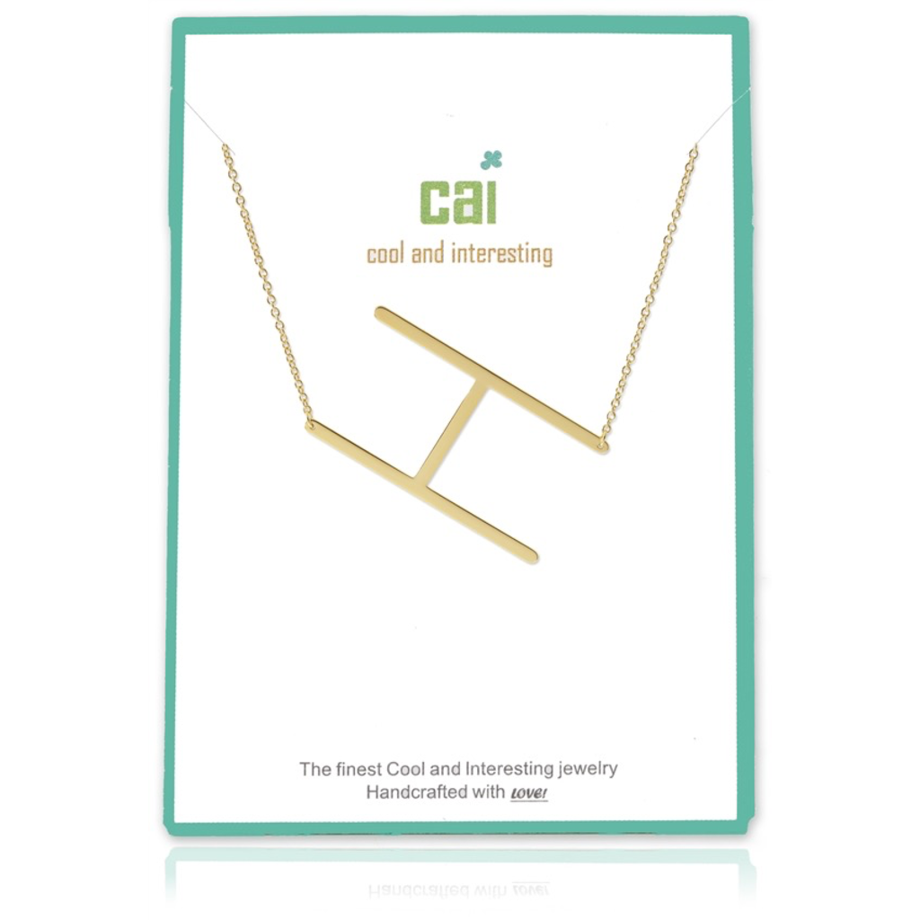 Gold Medium Sideways Initial Necklace