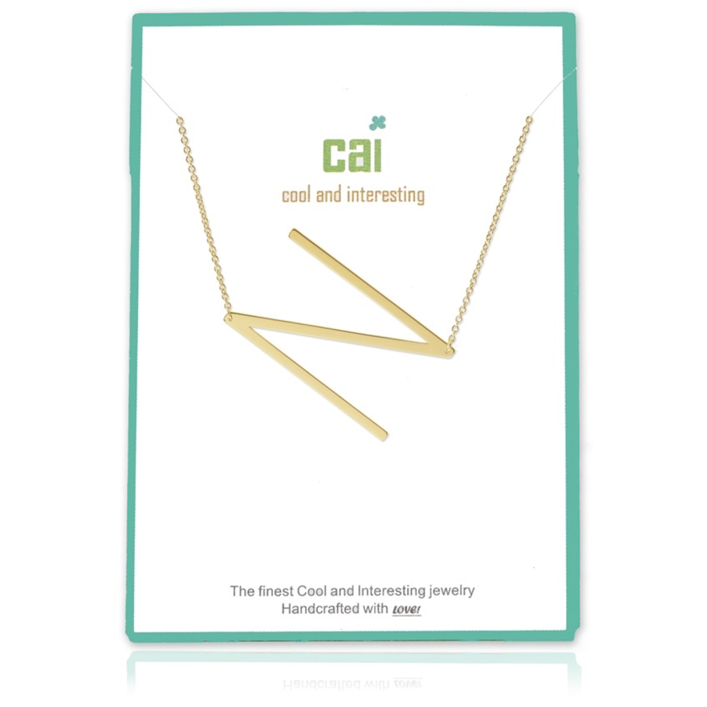 Gold Medium Sideways Initial Necklace