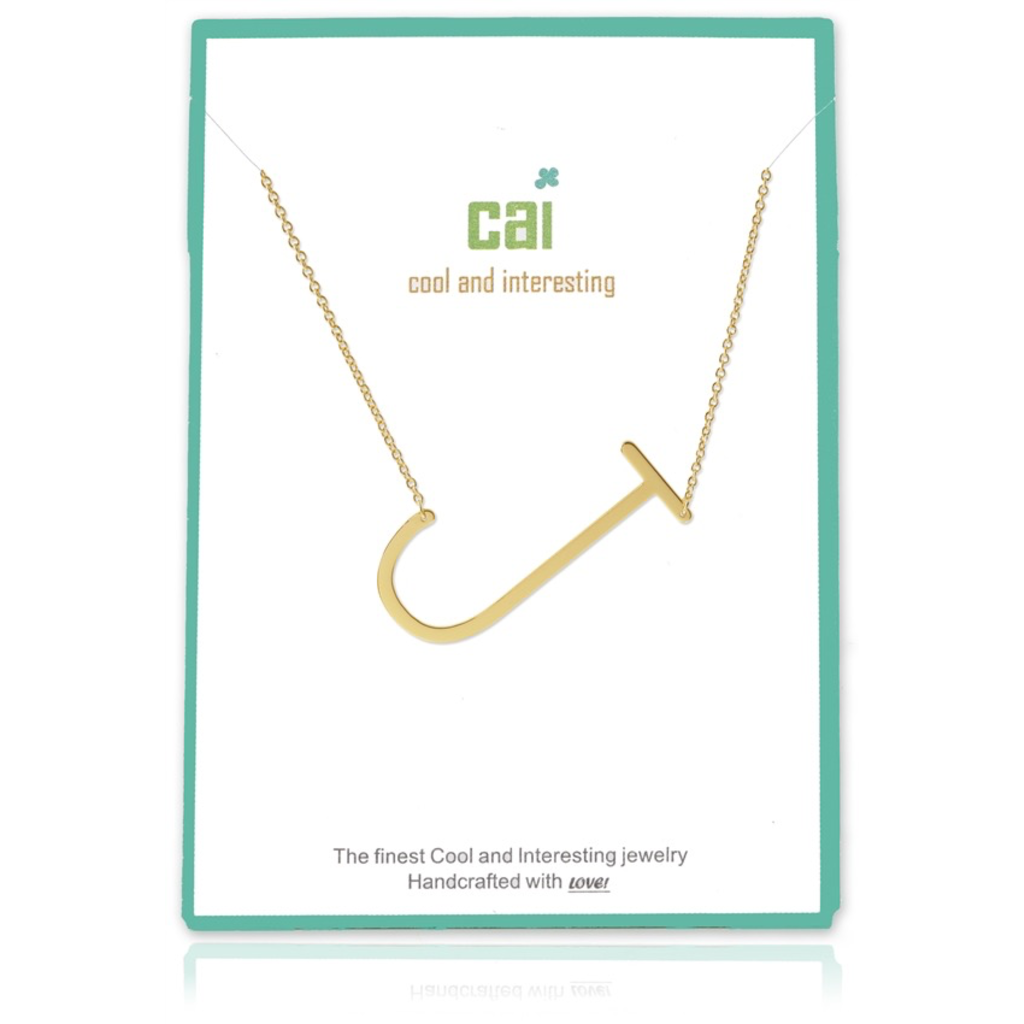 Gold Medium Sideways Initial Necklace