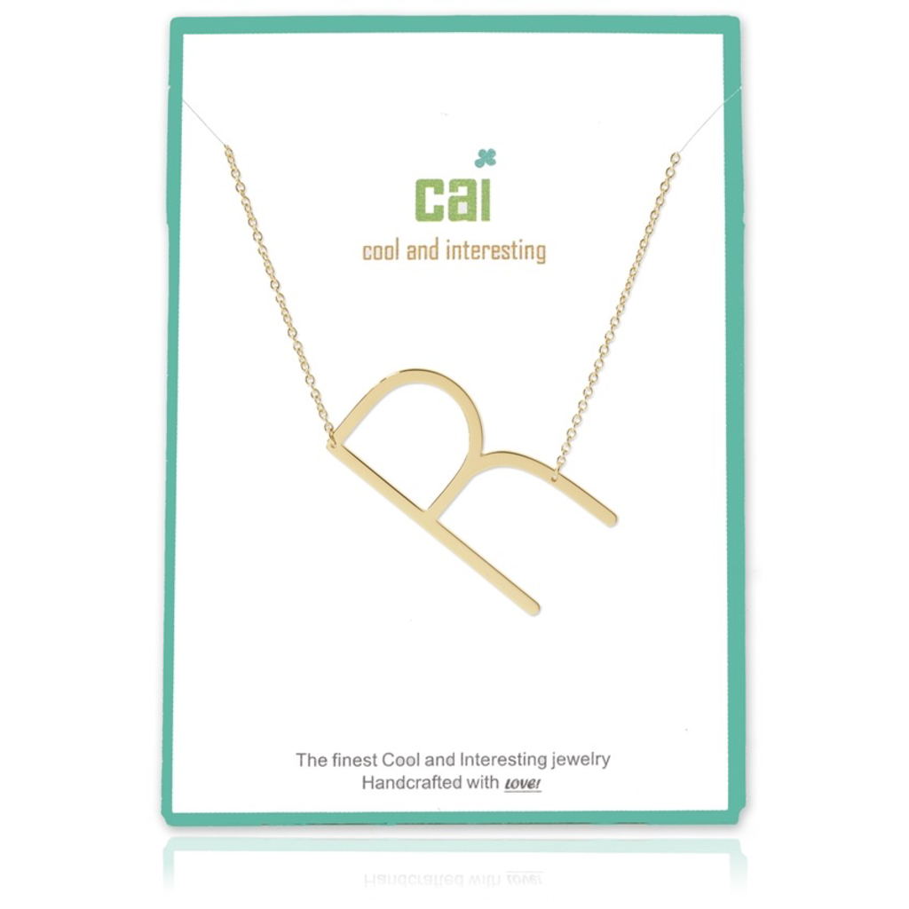 Gold Medium Sideways Initial Necklace