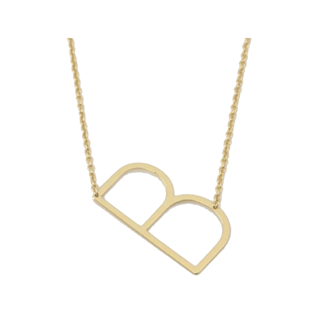Gold Medium Sideways Initial Necklace