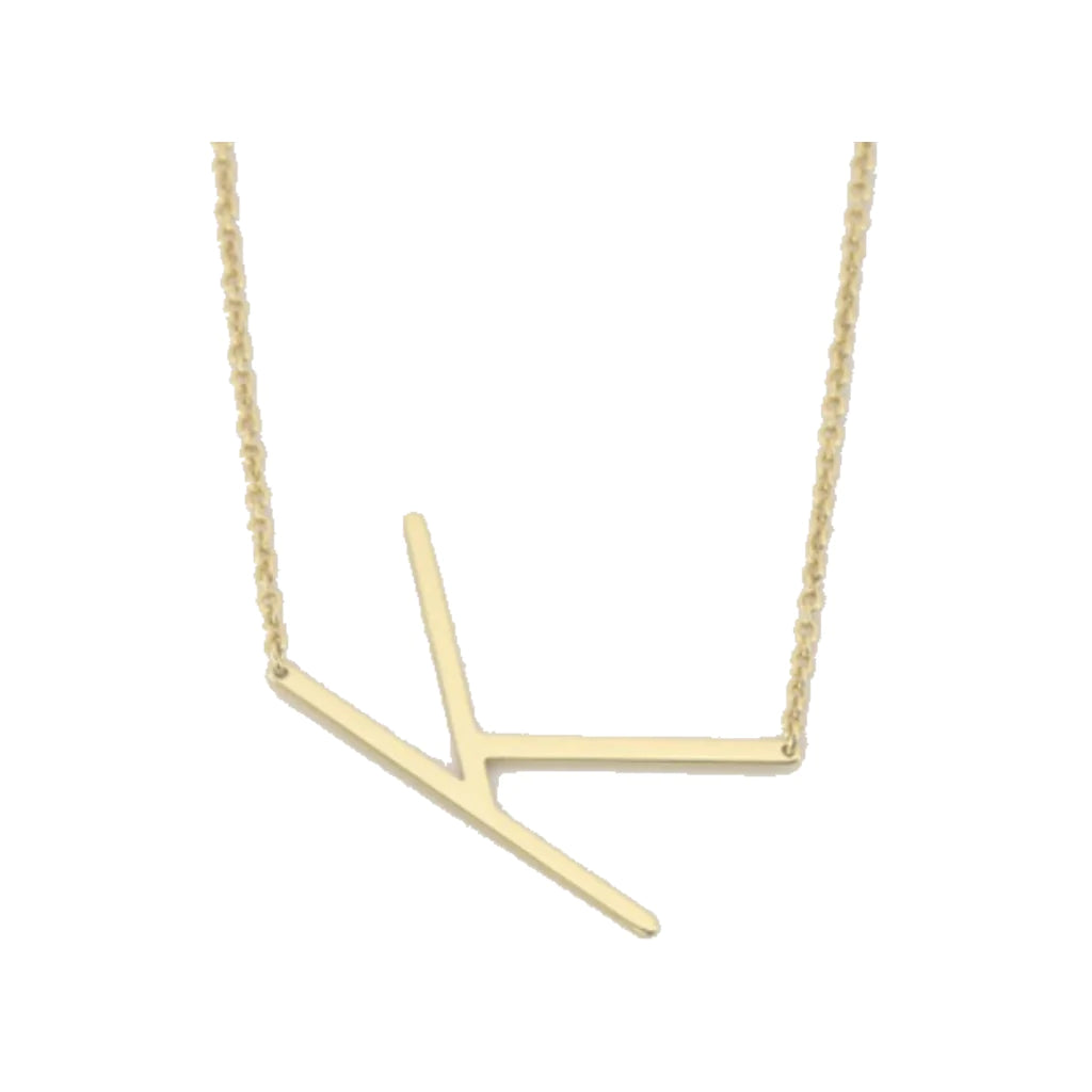 Gold Medium Sideways Initial Necklace