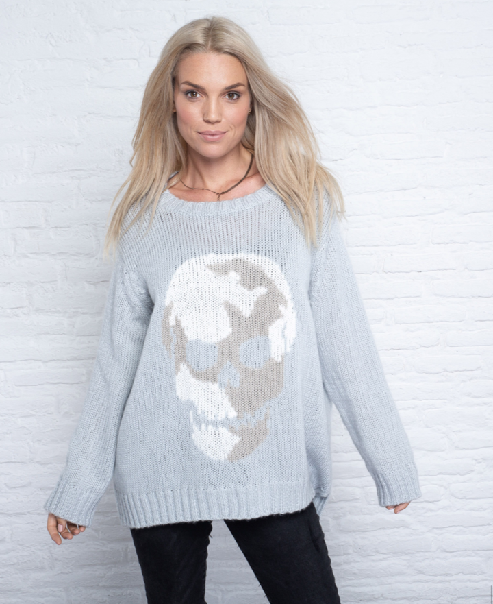 CAMO SKULL CHUNKY CREW SWEATER
