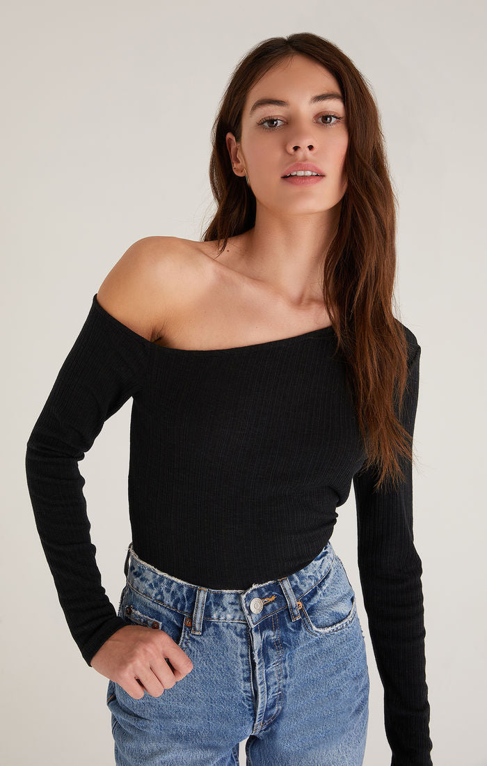 Jane Ribbed One Shoulder Top