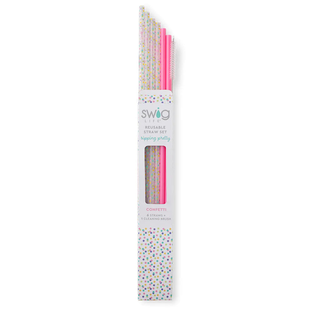 Straw Set - Confetti & Pink