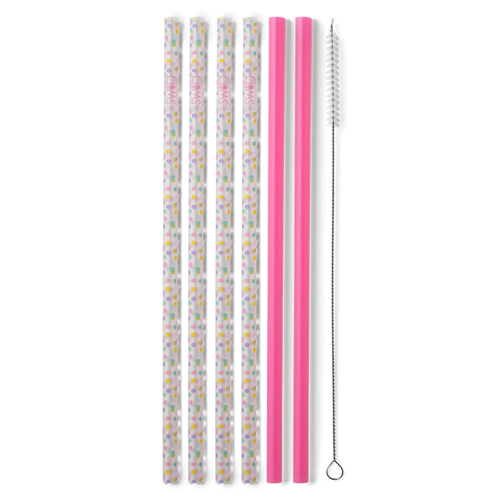 Straw Set - Confetti & Pink