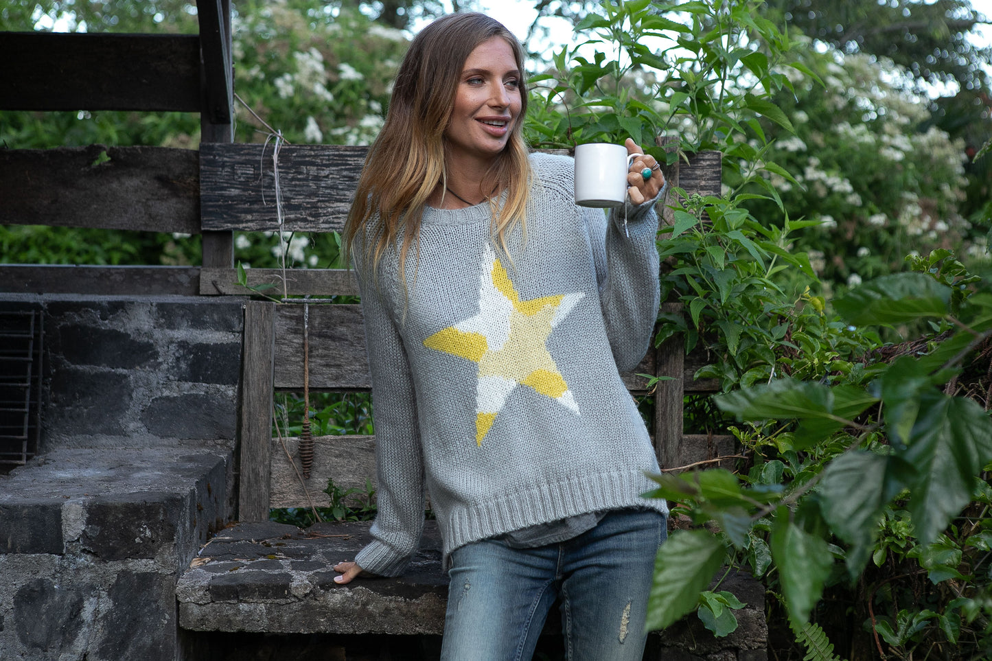 CAMO STAR RAGLAN CHUNKY SWEATER