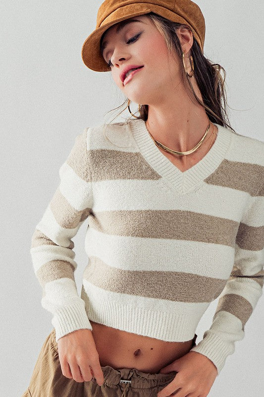 Bella Cropped Stripe Sweater