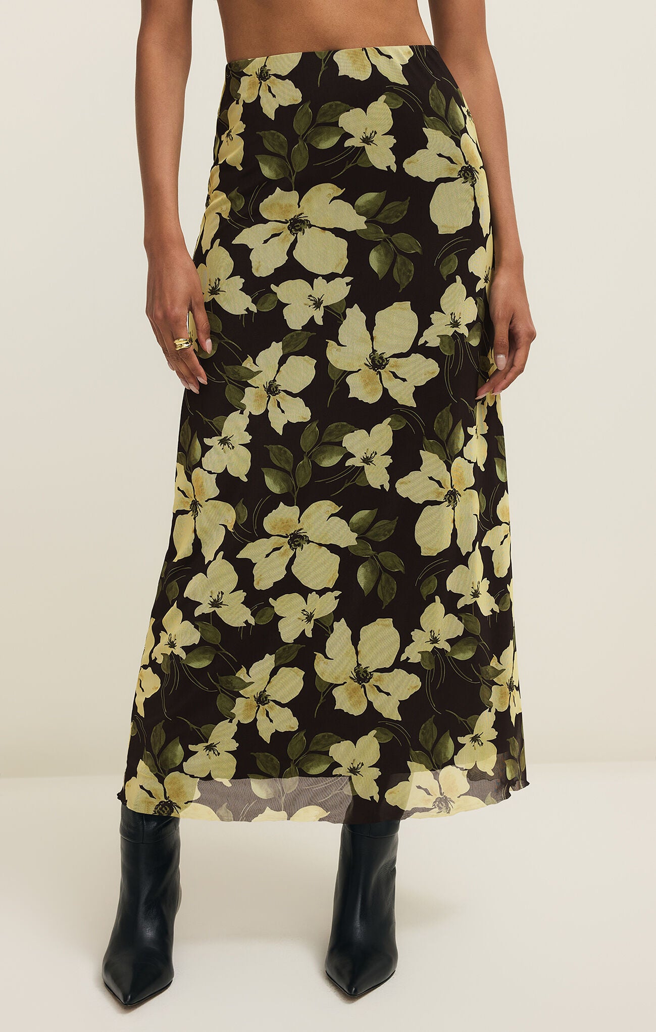 Eda Ren Floral Mesh Maxi Skirt
