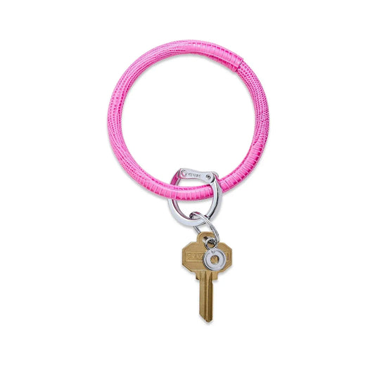 Leather Pink Lizard Key Ring