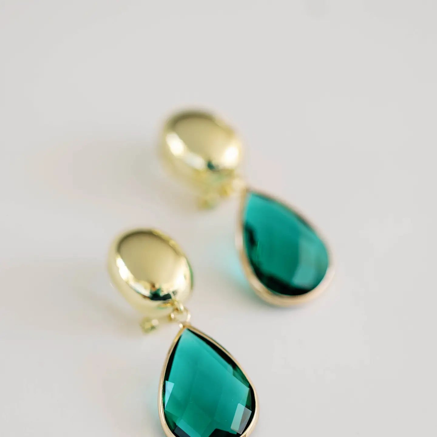 Vintage Chunky Gold And Green Earrings