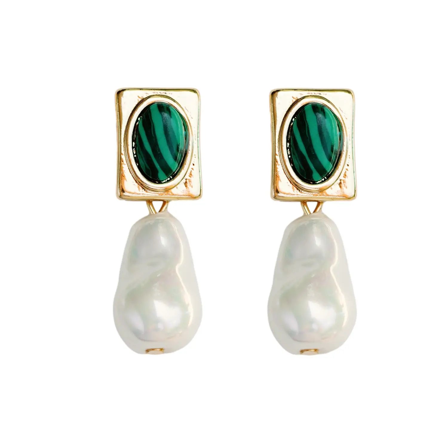 Vintage Square Malachite Earrings