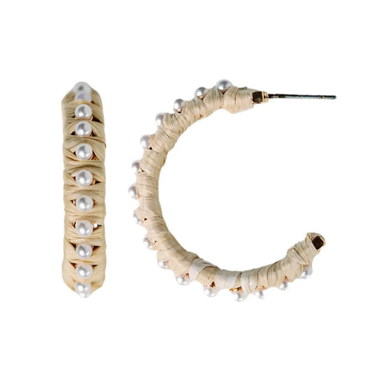 Natural Studded Pearl Hoops