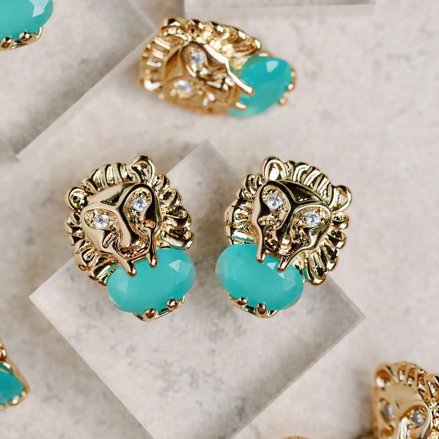 Turq Lion Stud Earrings