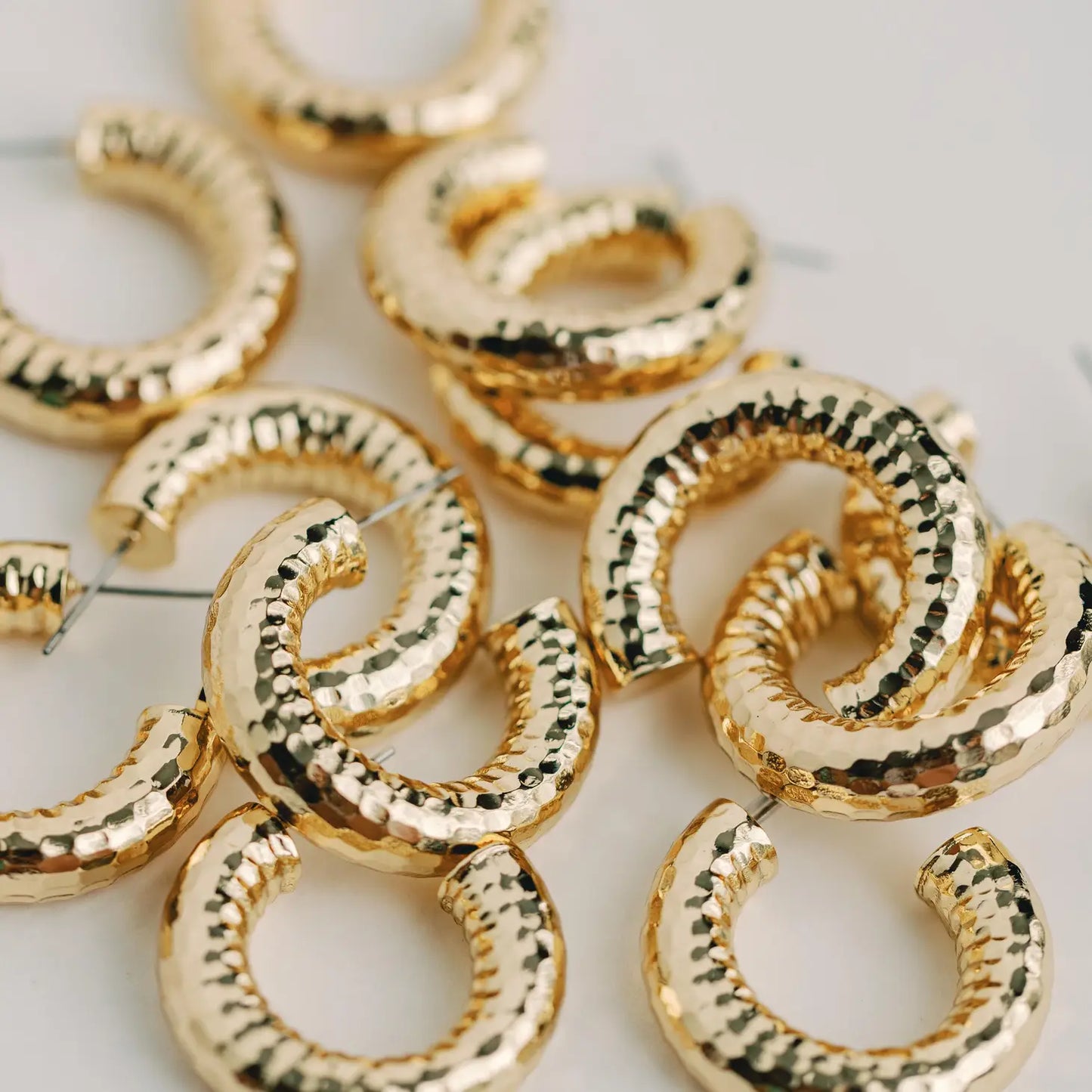 Hammered Gold Vintage Hoop Earrings