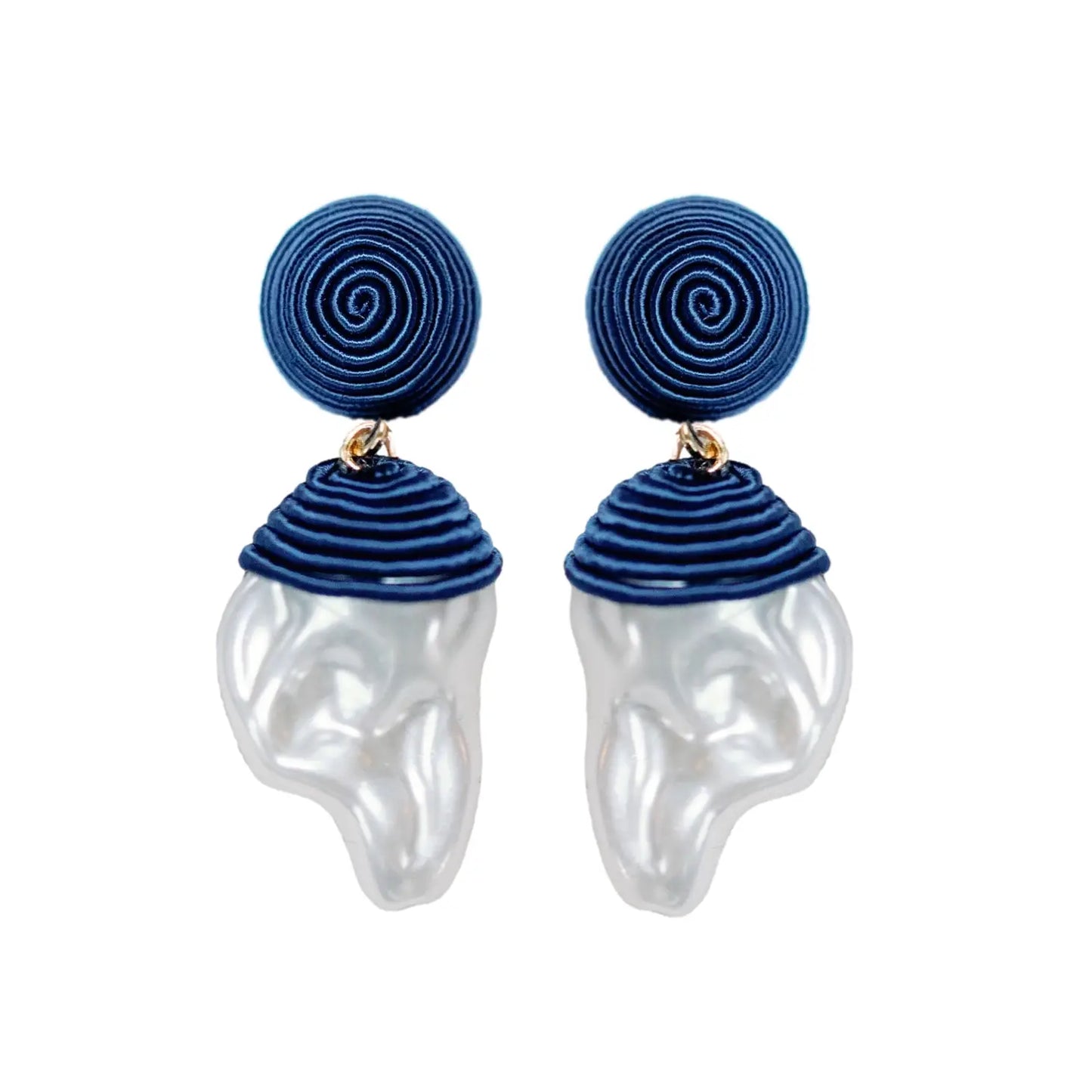 Navy Natural Pearl Earrings